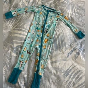 Little Sleepies Zippy blue party animal birthday , GUC, Size 12-18 Months